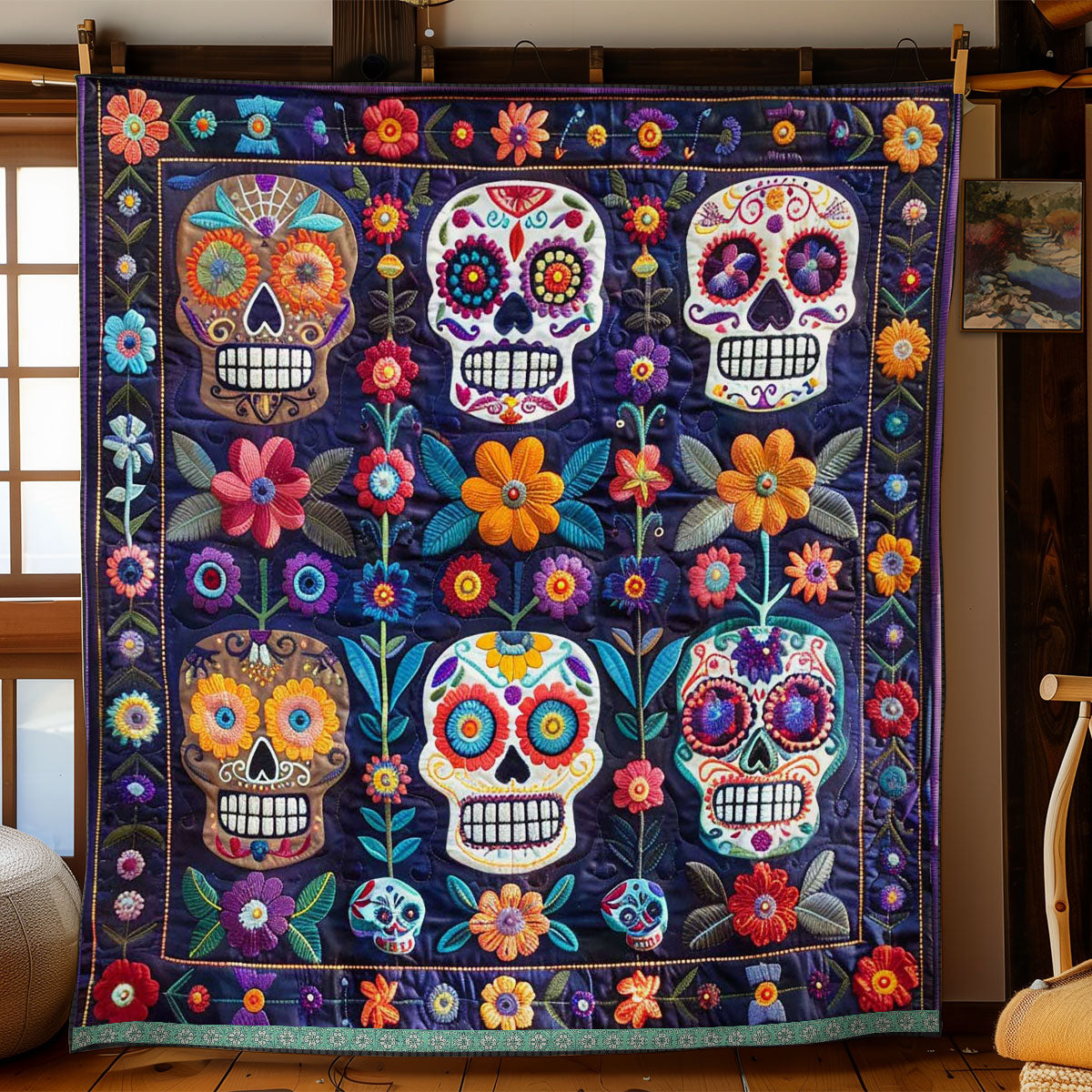 Calavera Sugar Skulls WJ2009003CL Quilt