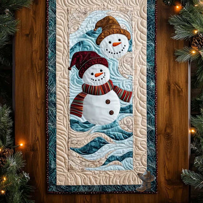 Snowman Gathering WN1111007CL Quilted Table Runner