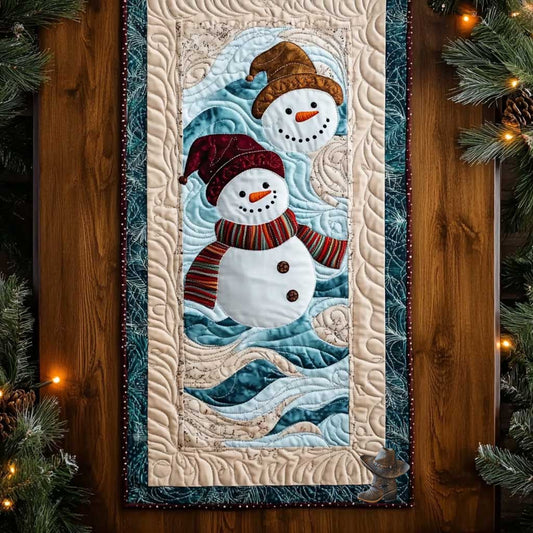 Snowman Gathering WN1111007CL Quilted Table Runner