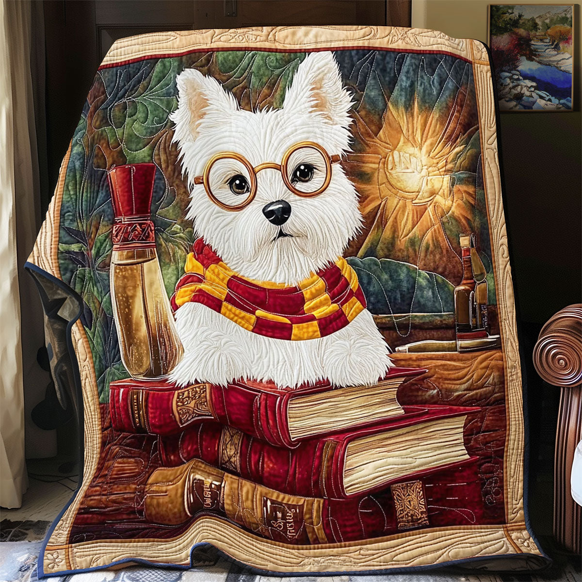 Terrier In Book WY0202070CL Quilt