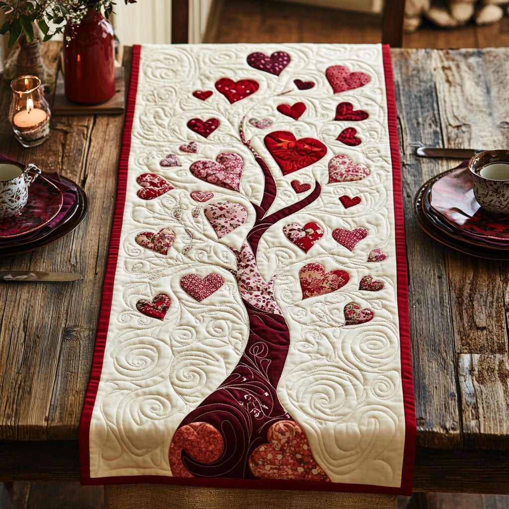 Hearts Tree WY2802086CL Quilted Table Runner