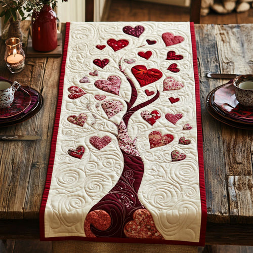 Hearts Tree WY2802086CL Quilted Table Runner