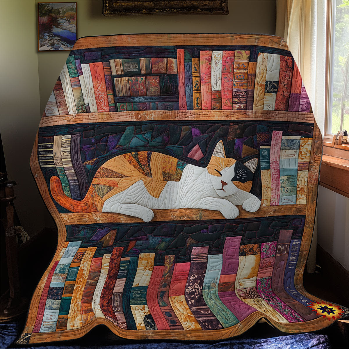 Bookshelves Sleep Cat WY1911059L Quilt