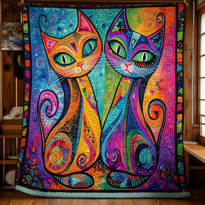 Colorful Couple Cat WX1411011CL Quilt