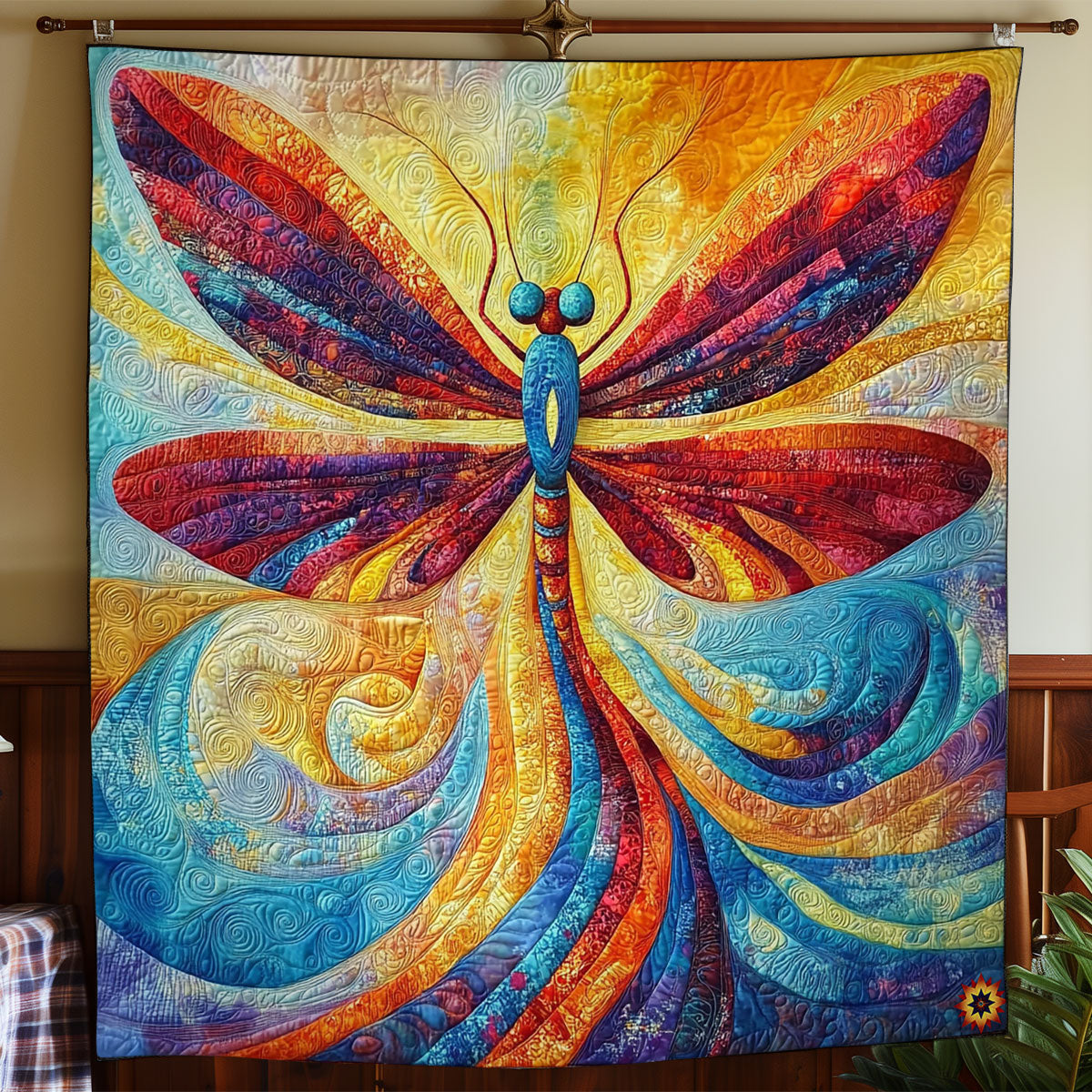 Colorful Abstract Dragonfly WY2011050CL Quilt