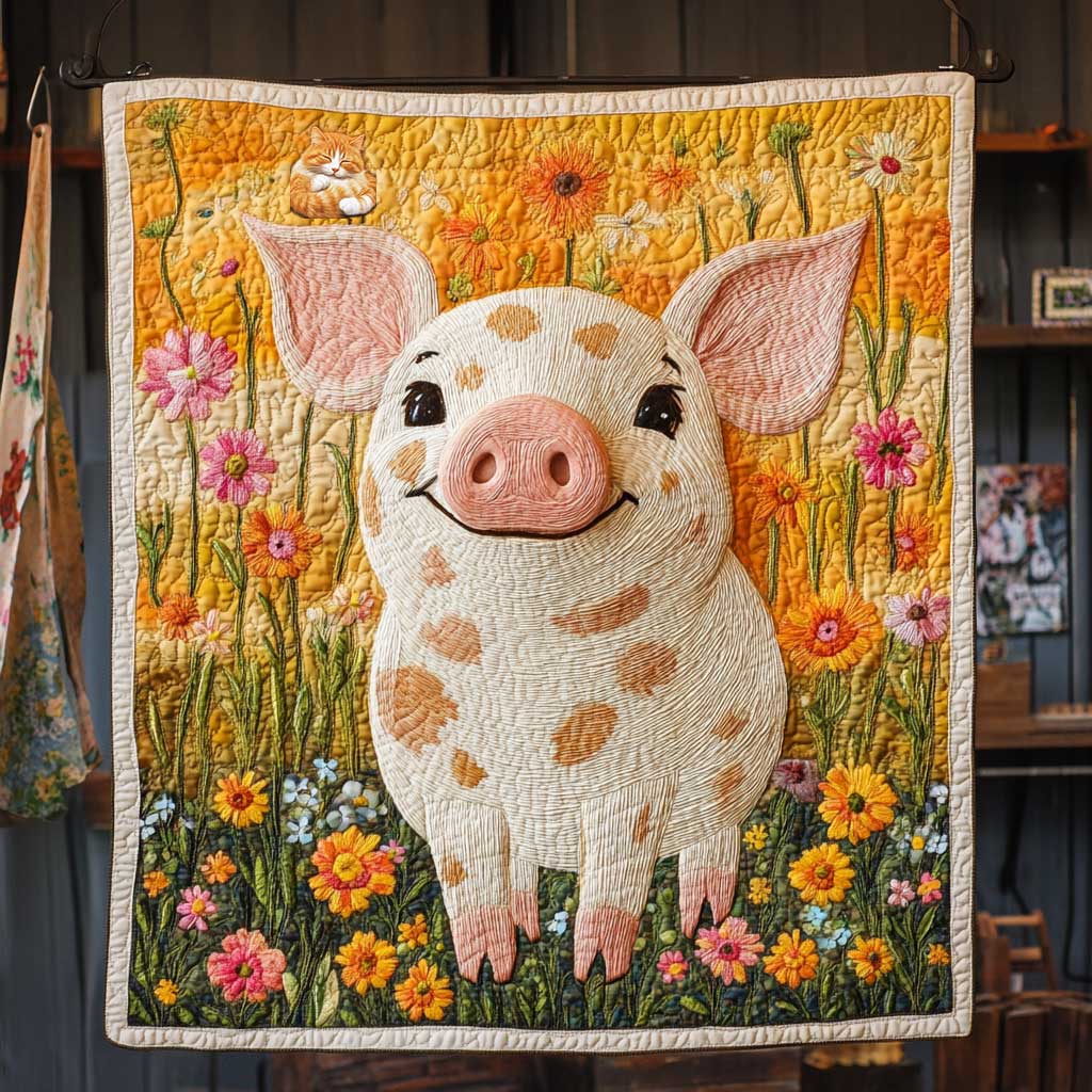 Blooming Farm Pig WP0212003CL Quilt