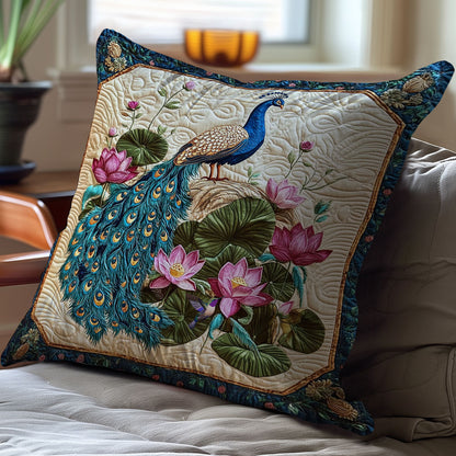 Peacock In Lotus Pond WY2501050CL Quilt Pillow Case