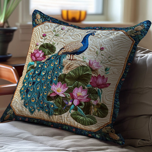 Peacock In Lotus Pond WY2501050CL Quilt Pillow Case