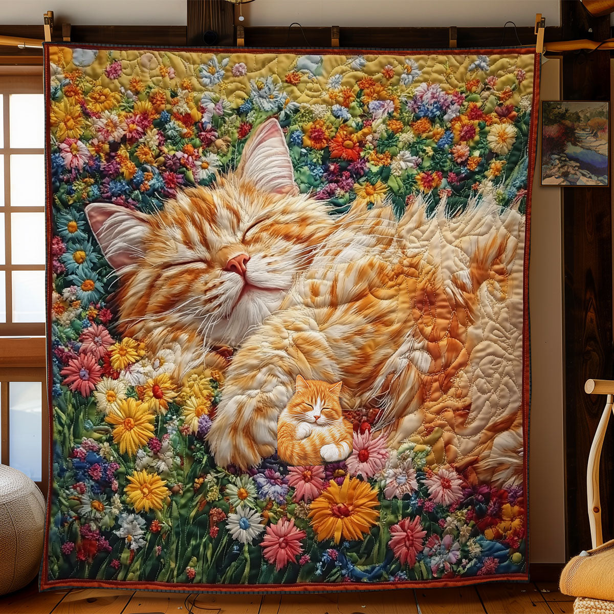 Flower Sleeping Mainw Coon WY1311044CL Quilt