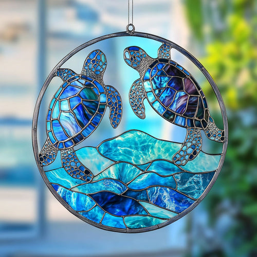 Sea Turtles WU1510035CL Stained Glass Suncatcher