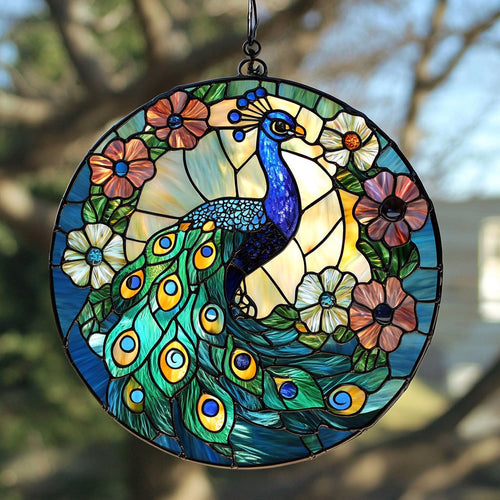 Peacock WJ1911042CL Stained Glass Suncatcher