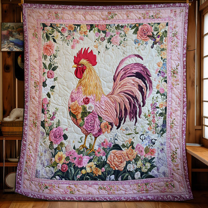 Pink Flower Chicken WY1811033CL Quilt