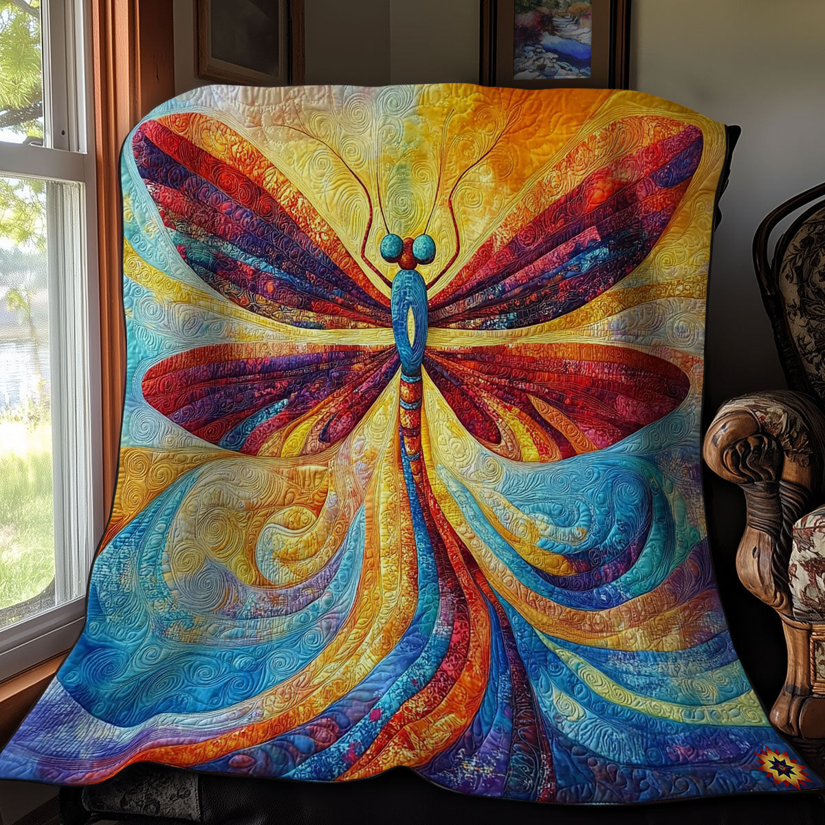 Colorful Abstract Dragonfly WY2011050CL Quilt