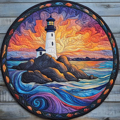 Sunset Lighthouse CP2304014CL Quilted Round Mat