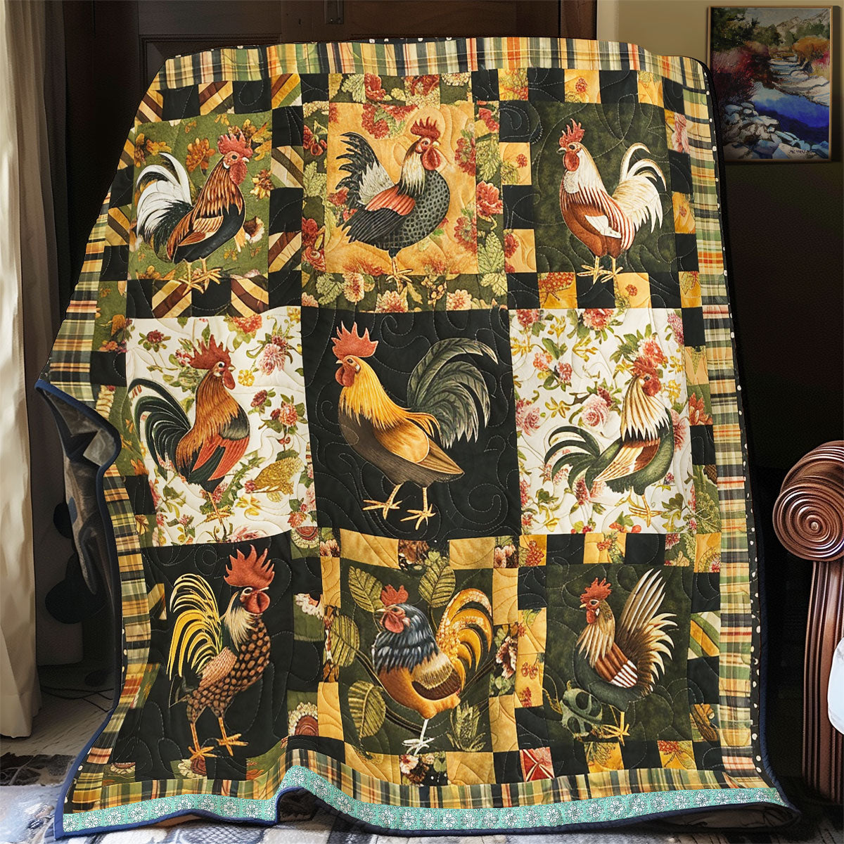 Floral Vintage Chicken WP0609024CL Quilt