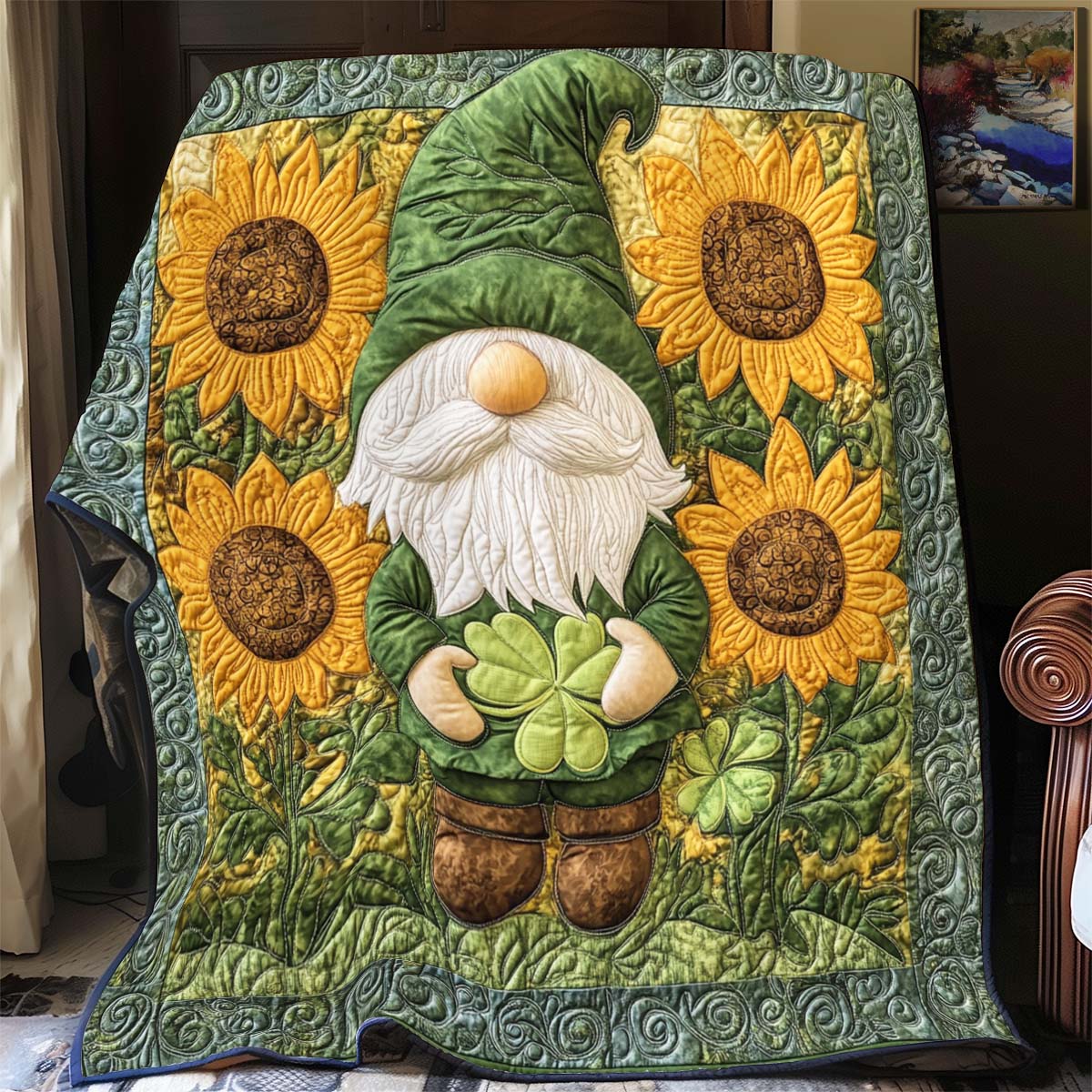 Lucky Gnome And Sunflowers YR0301002CL Quilt