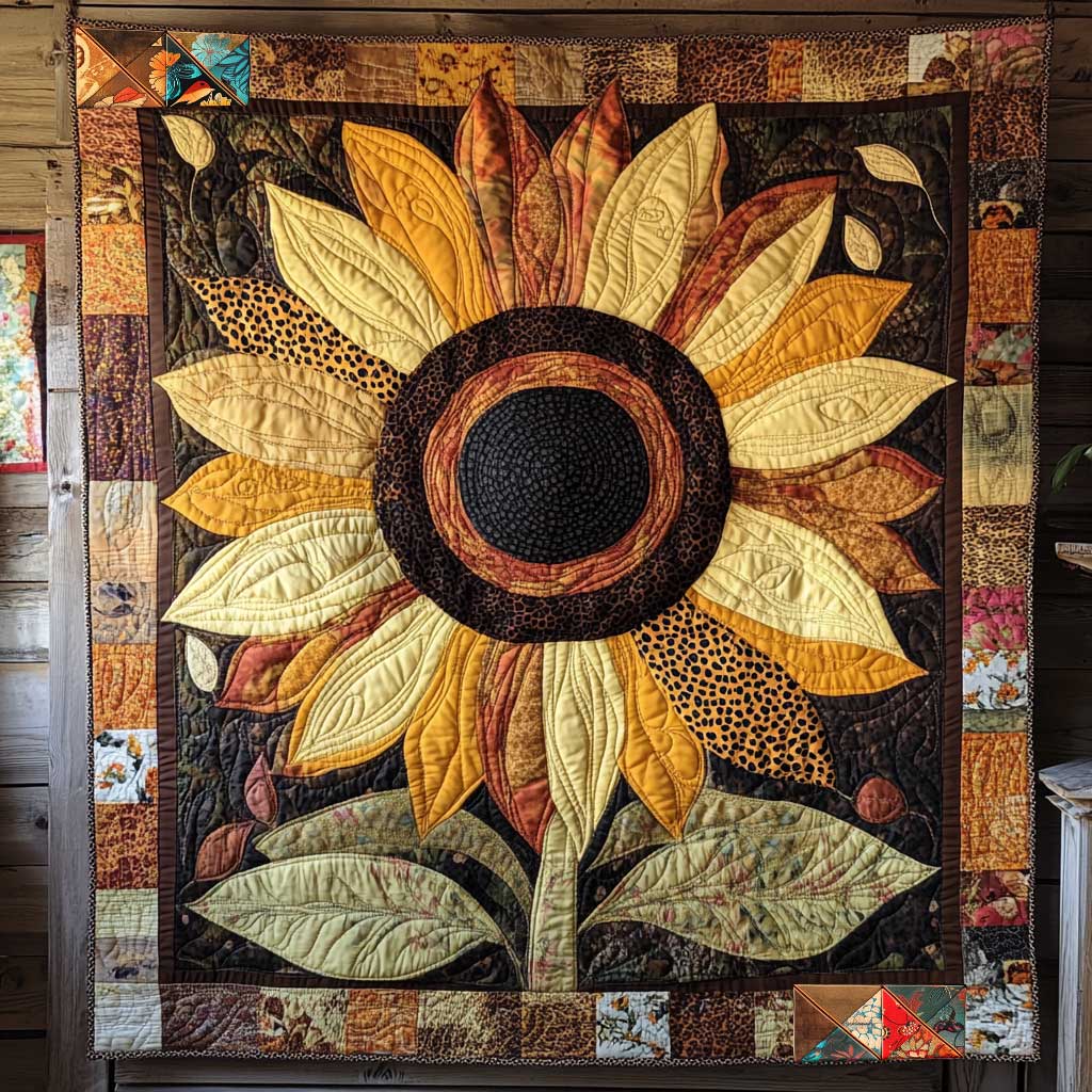 Golden Leopard Sunflower WN2111059CL Quilt