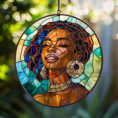 Black Woman WU0210020CL Stained Glass Suncatcher