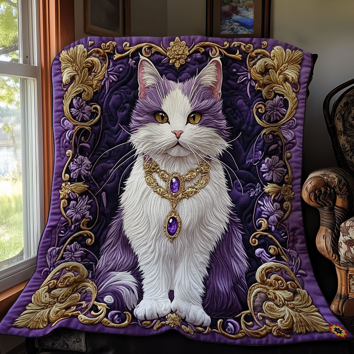 Purple Royal Cat WY1311021CL Quilt