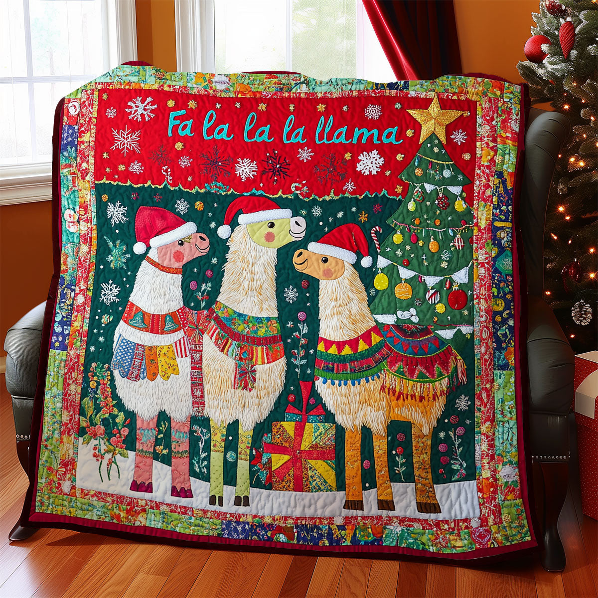 Christmas Llama WY1811032CL Quilt