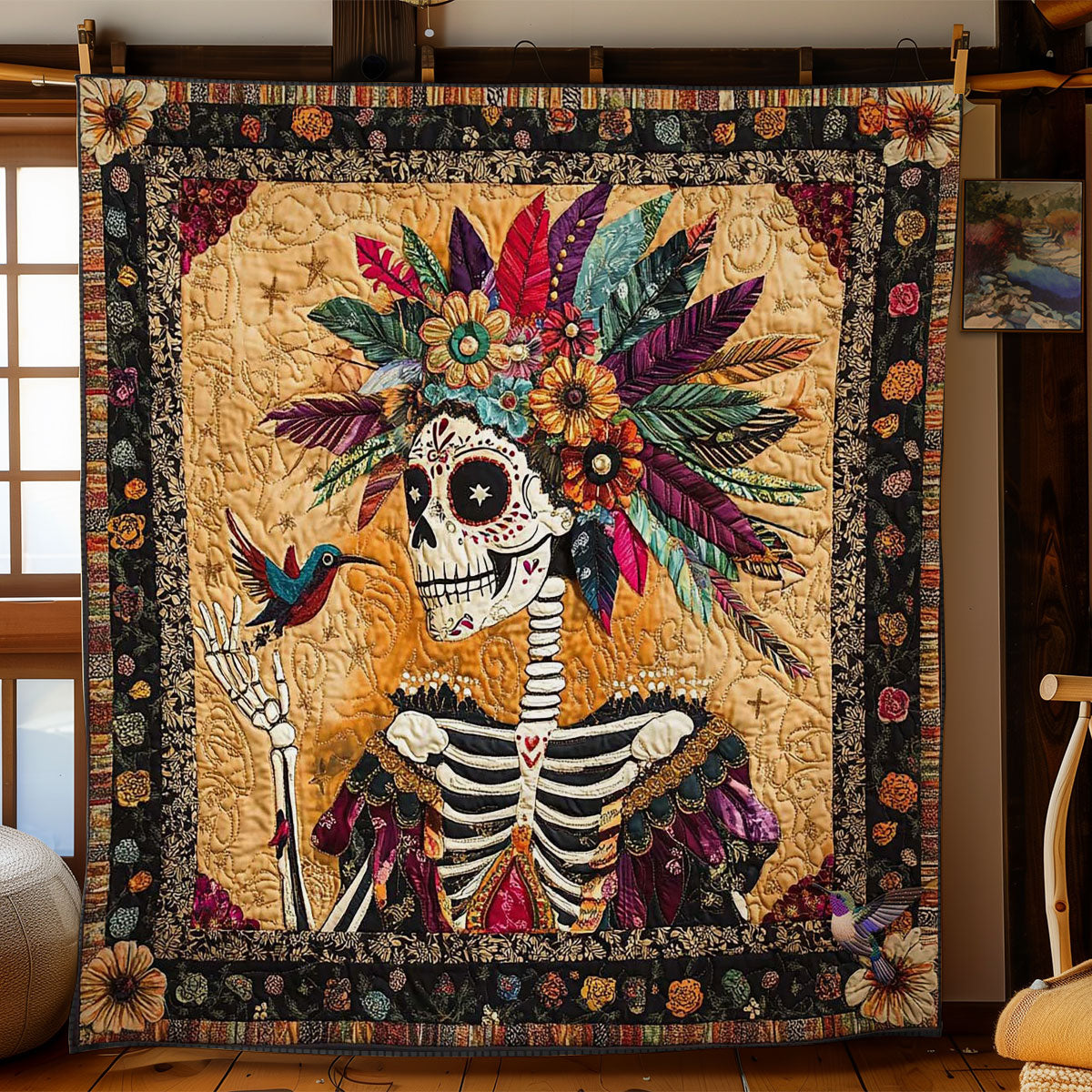 Calavera And Hummingbird Harmony WN2610042CL Quilt