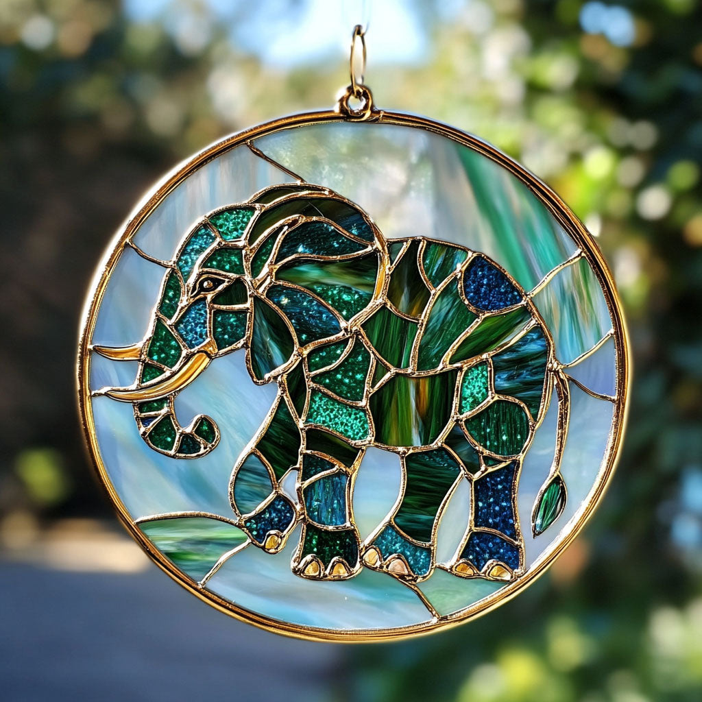 Sparkle Elephant  WU2110037CL Stained Glass Suncatcher