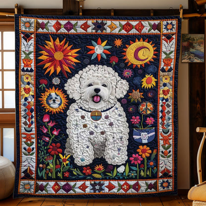 Bichon Frise Flower Joy WN1210013CL Quilt