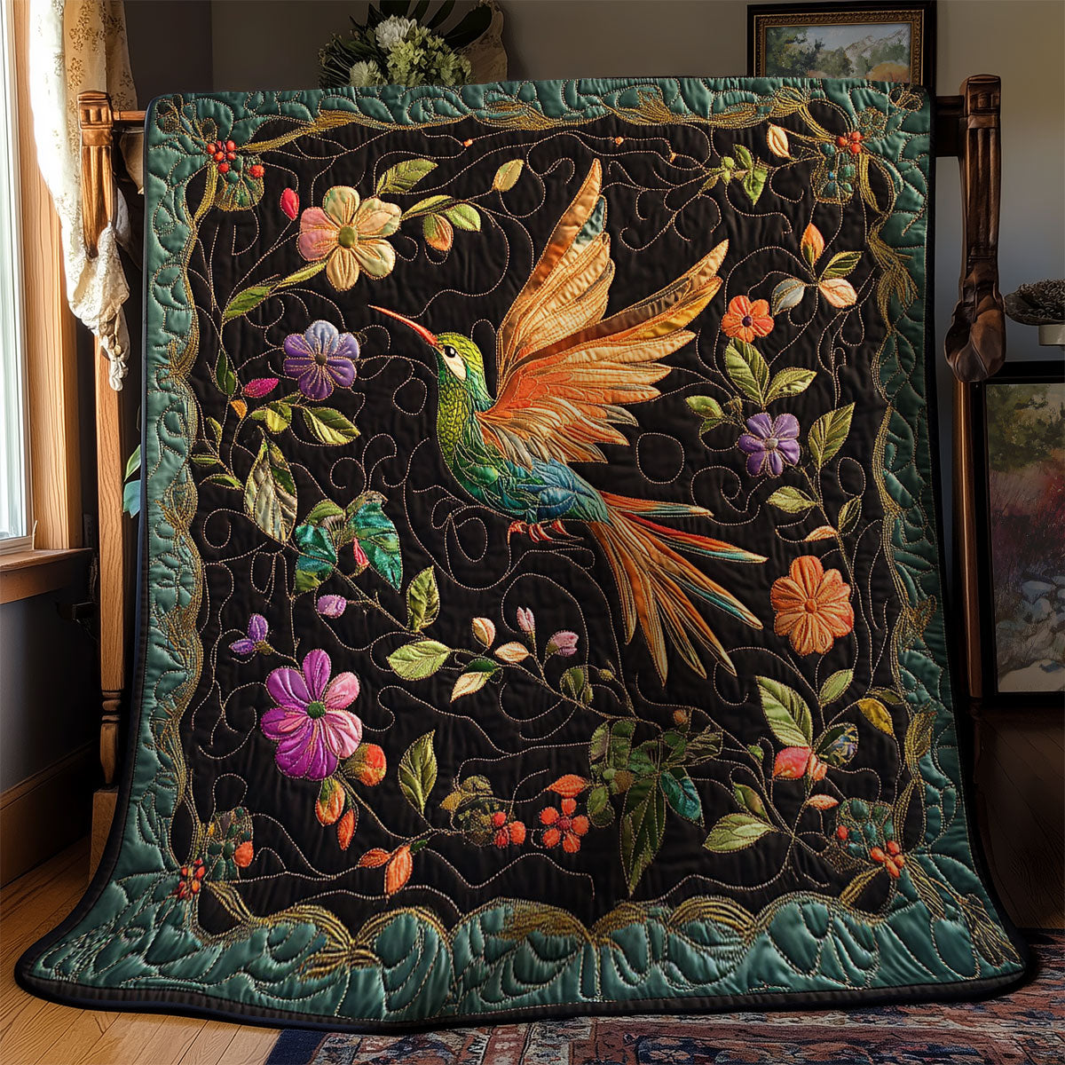 Hummingbird In Night Garden WY0503114CL Quilt