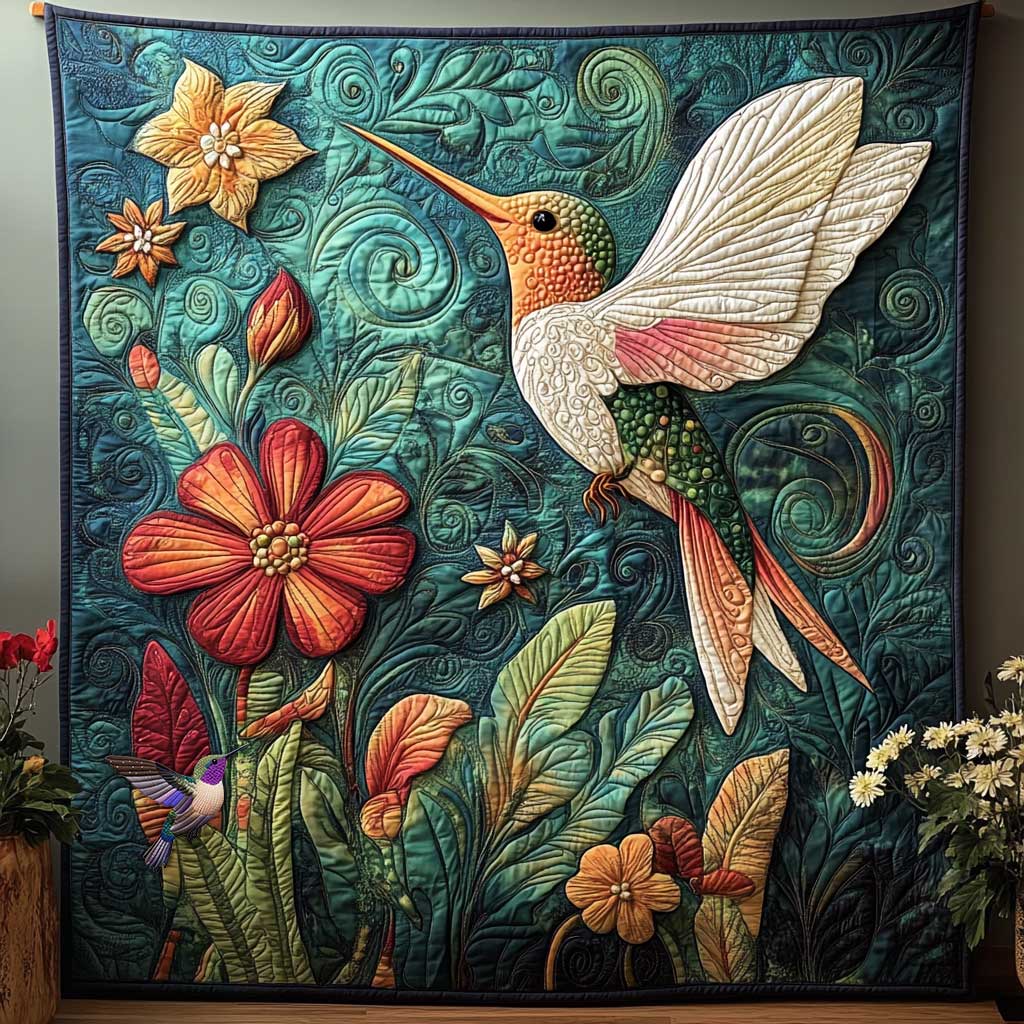 Hummingbird In Flower Fields WN0910121CL Quilt
