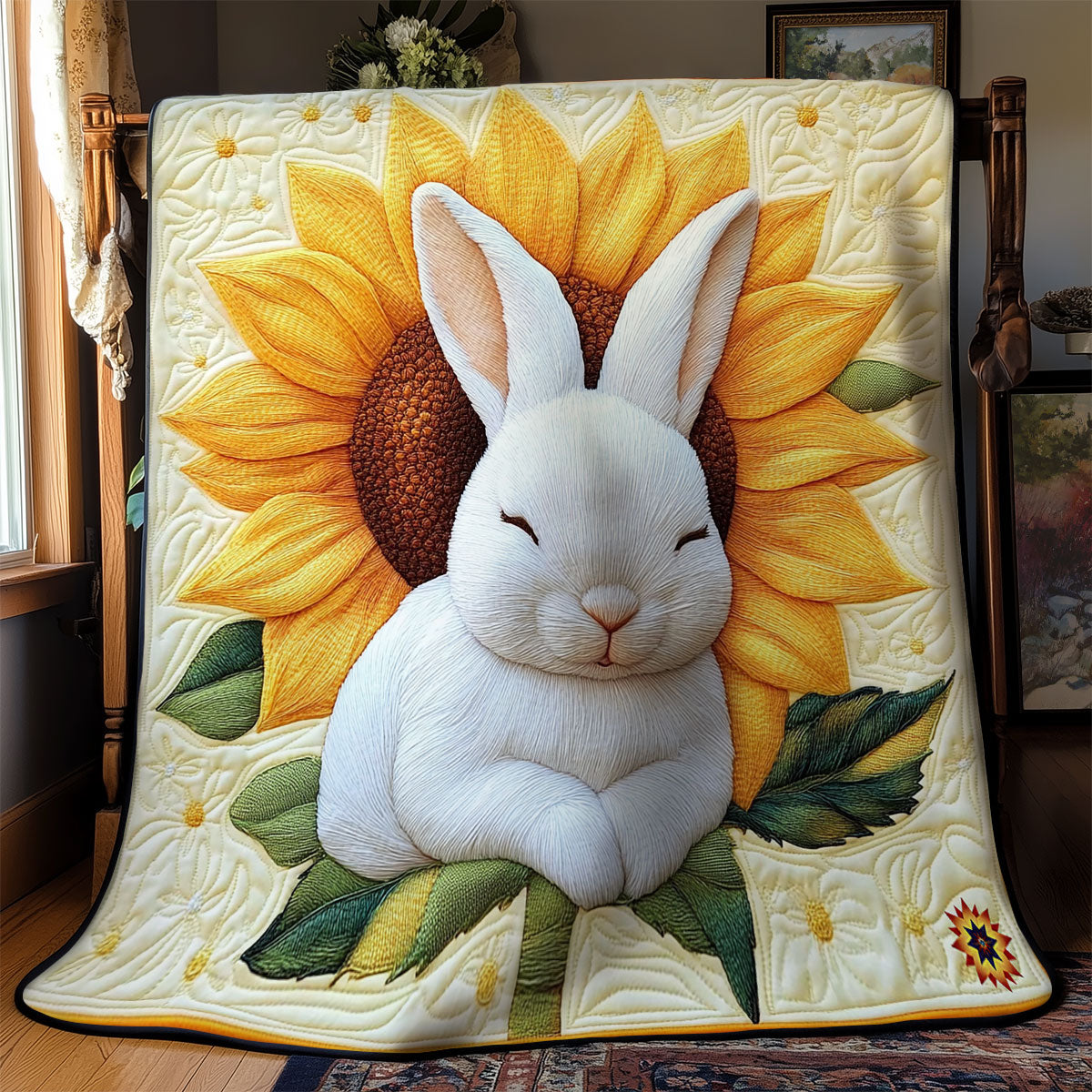 Sunflower Sleeping Rabbit WY1411019CL Quilt