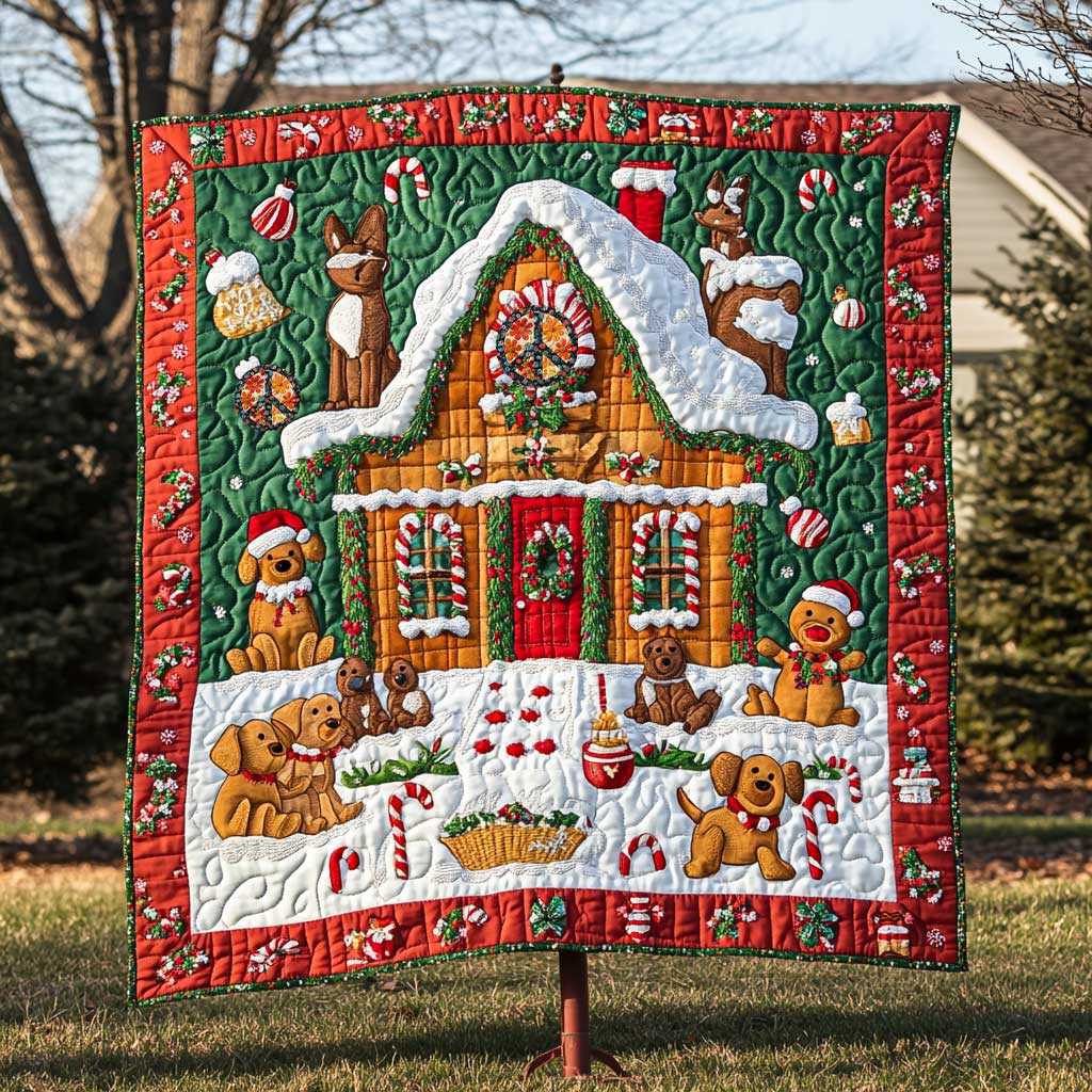 Gingerbread House Dog WP0810026CL Quilt