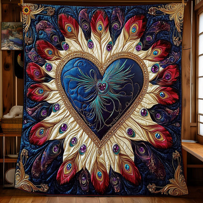 Peacock Feather Heart WY0912015CL Quilt