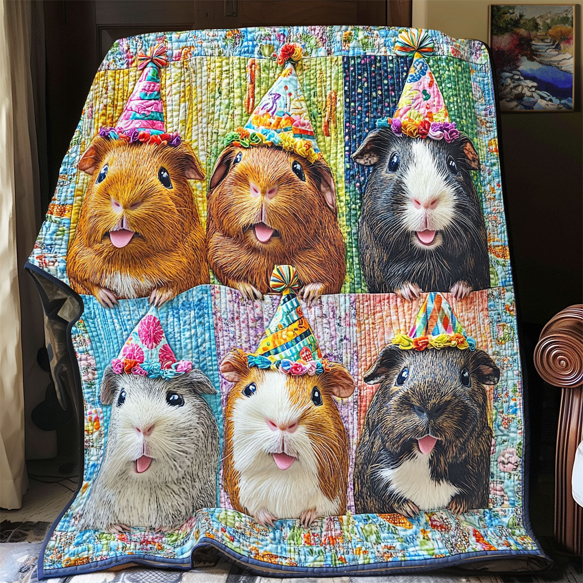 Birthday Hat Guinea Pig WY1311035CL Quilt