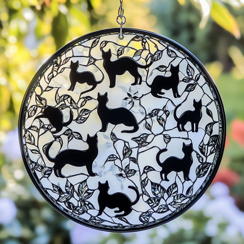 Black Cat WU2310051CL Stained Glass Suncatcher