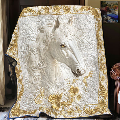 Gold Motiff White Horse WY1701042CL Quilt