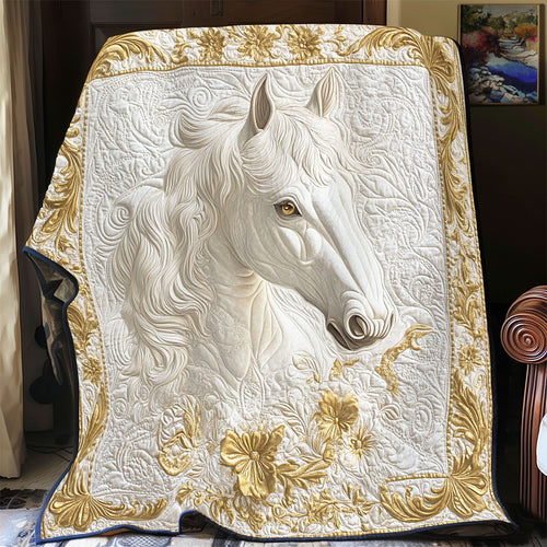Gold Motiff White Horse WY1701042CL Quilt