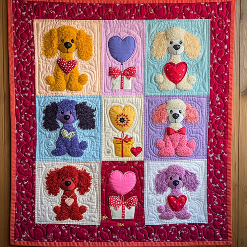 Colorful Poodle Valentine's Day WJ1012010CL Quilt