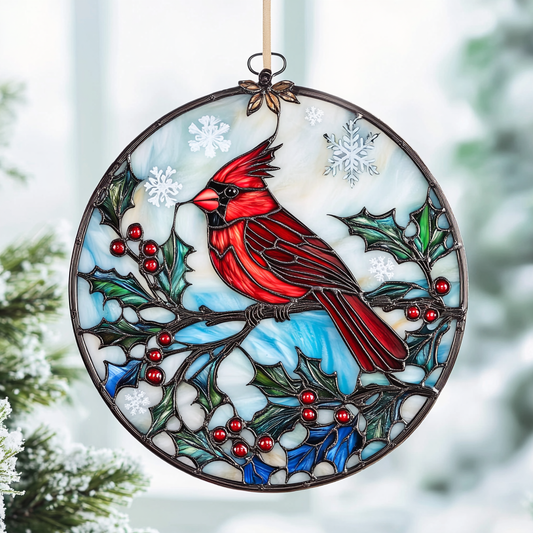 Cardinal Magic WN0611100CL Stained Glass Suncatcher