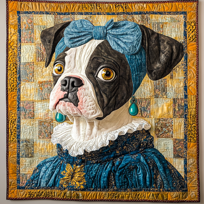 Bulldog in Vermeer's Portrait WN2509030CL Quilt
