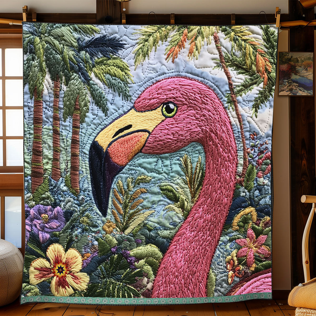 Tropical Flamingo WJ1212036CL Quilt