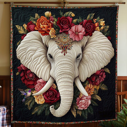 Flower White Elephant WY0512033CL Quilt