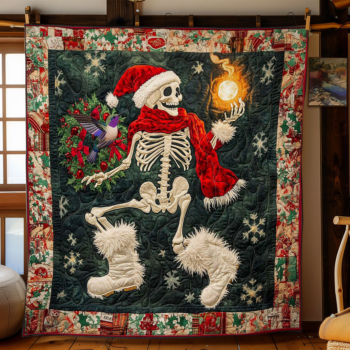 Dancing Christmas Skeleton WN1112003CL Quilt