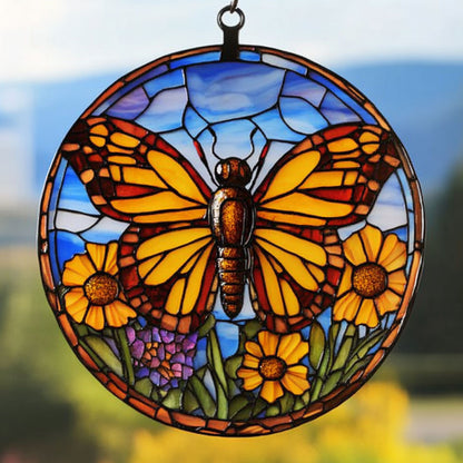 Butterfly WJ1510034CL Stained Glass Suncatcher