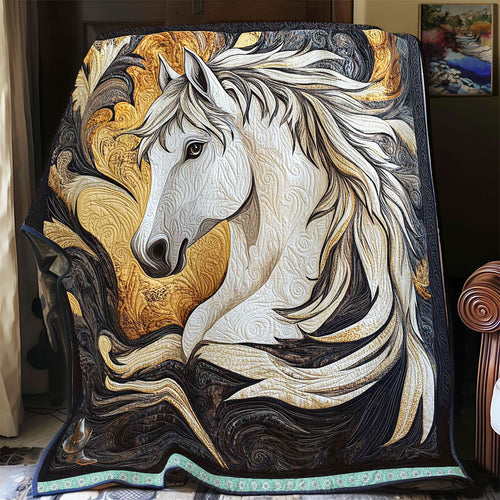 Golden White Horse WP1311008CL Quilt