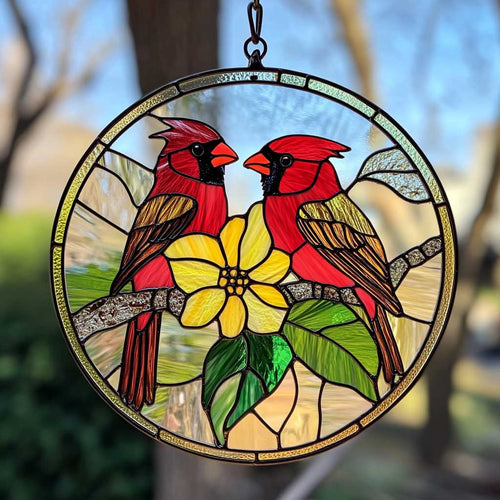 Red Cardinal WJ0810048CL Stained Glass Suncatcher