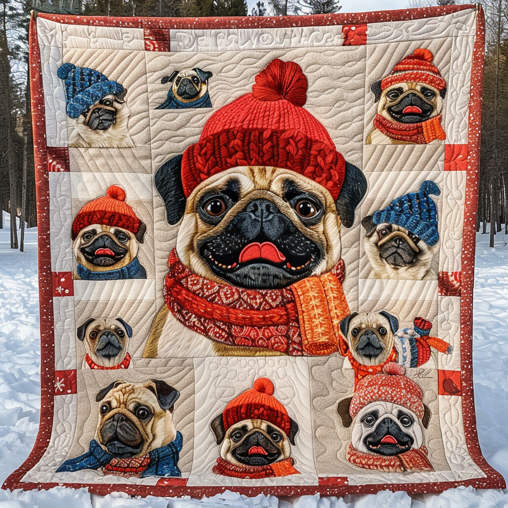 Pug With Scarf WN1909041CL Quilt