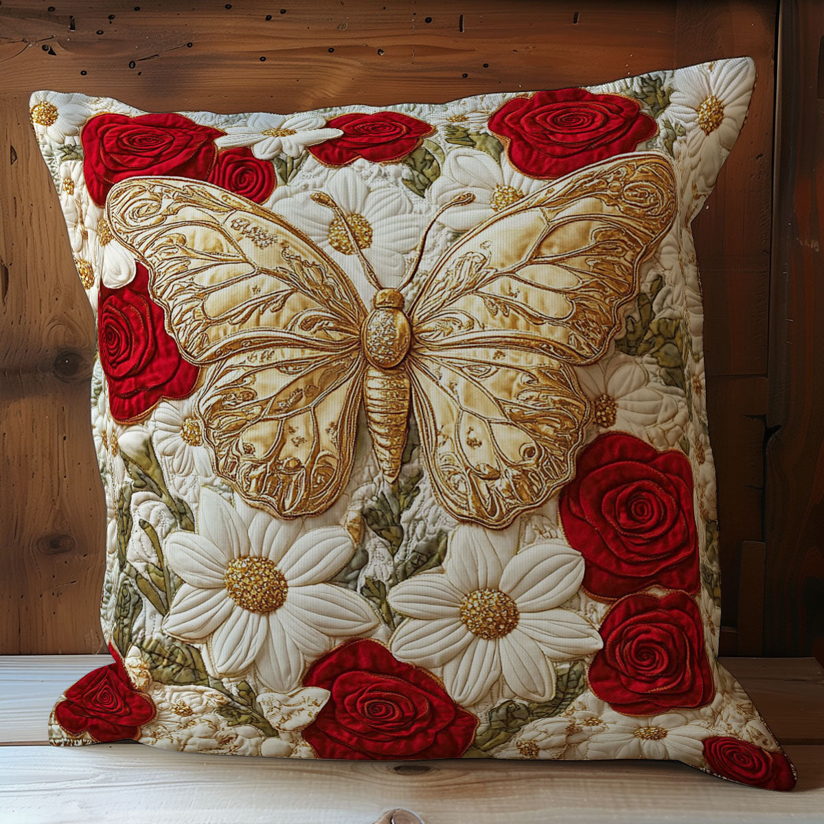 Gold Butterfly In Flower WY0602089CL Quilt Pillow Case