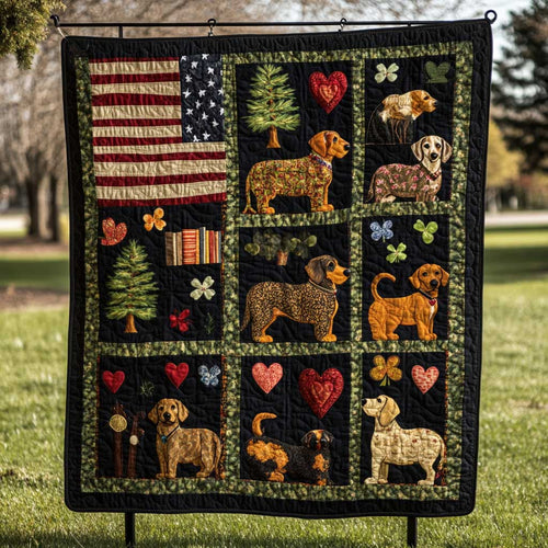 Dachshund Flag Love WN2709113CL Quilt