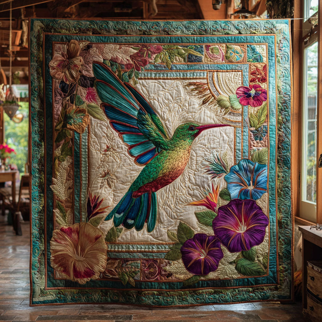 Hummingbird Flower Glow CW2708090CL Quilt