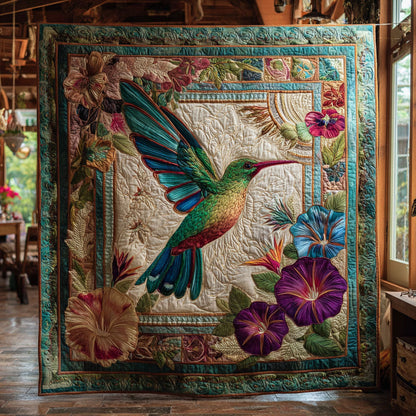Hummingbird Flower Glow CW2708090CL Quilt